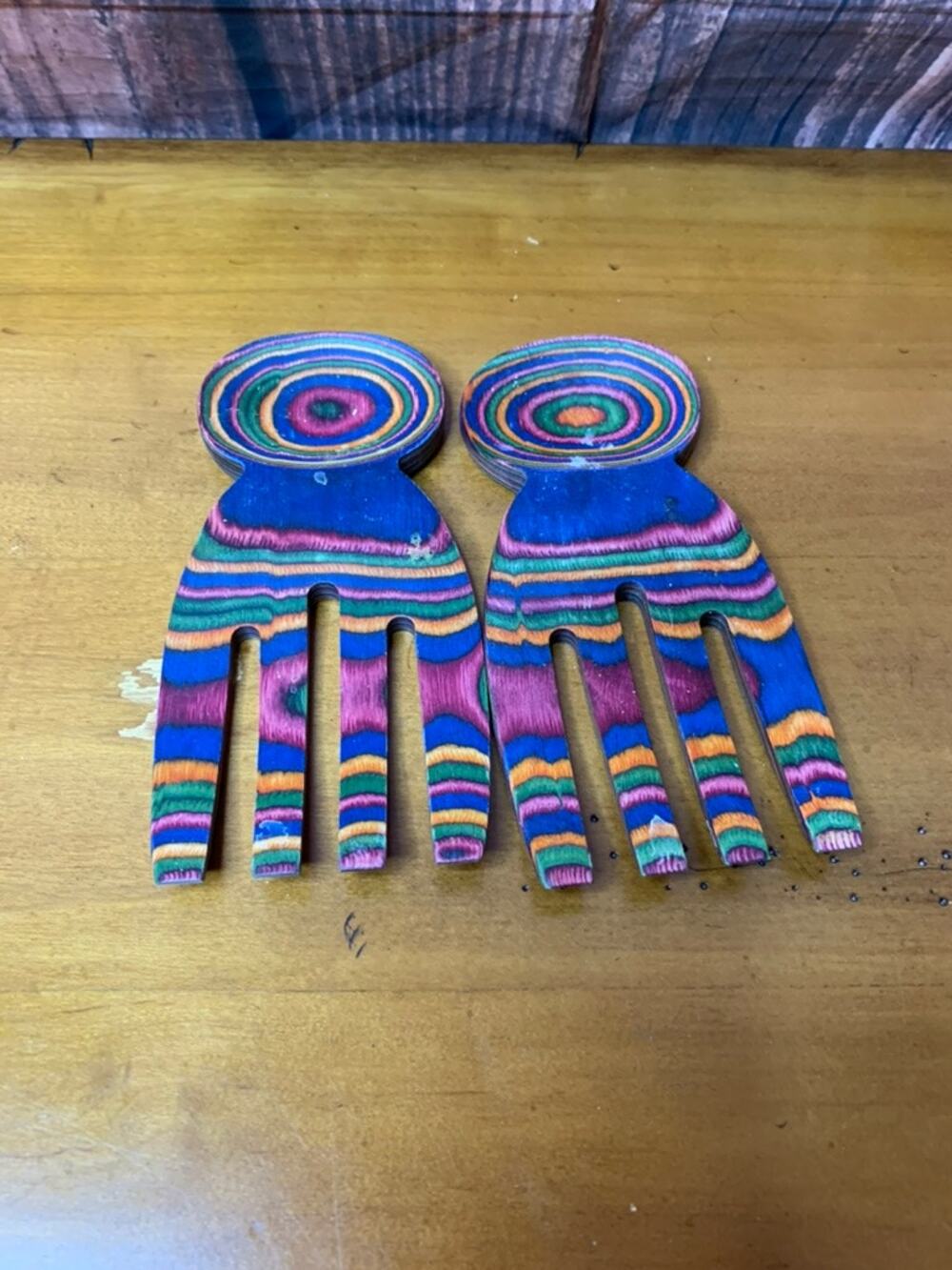 Island Bamboo Salad Hands Serving Tongs Set Multicolor